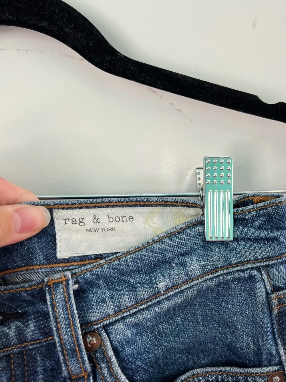 Rag & Bone Alex High Rise Straight Jean Ash Blue Size 24
